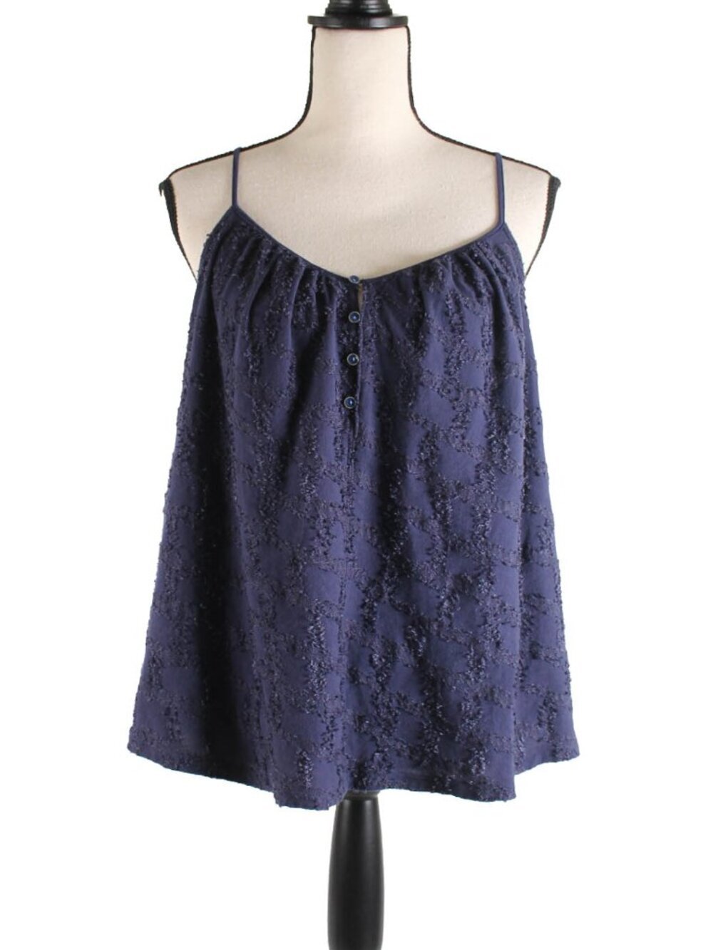 Anthropologie Navy Textured Swing Tank Top XL